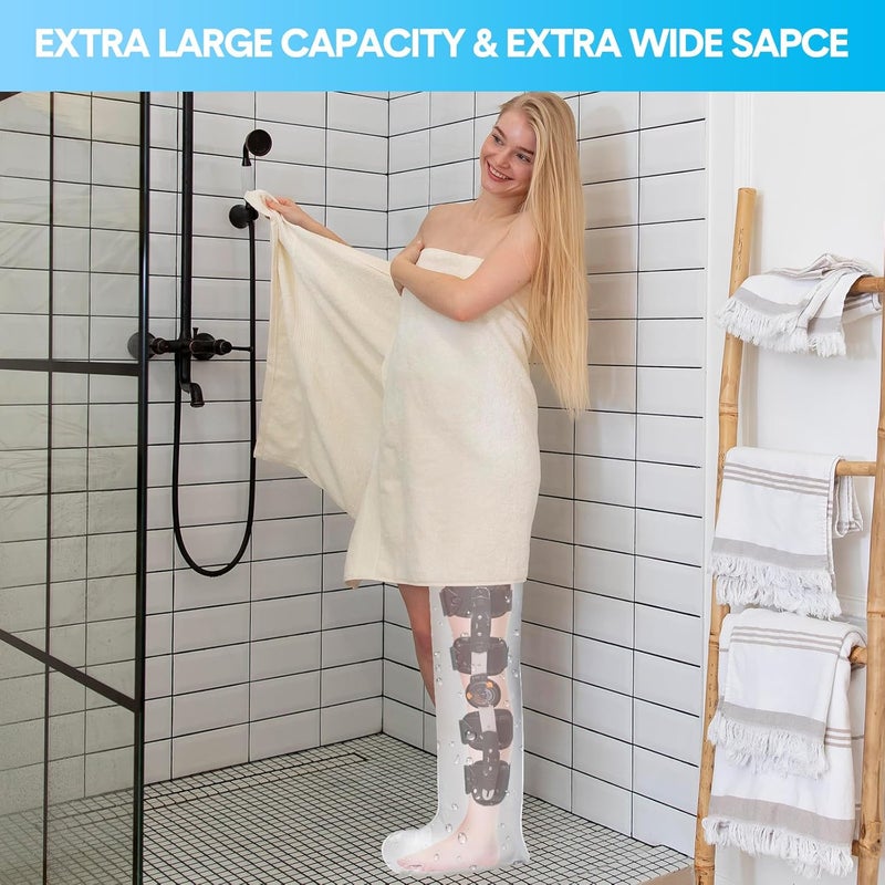 Qinaoco Waterproof Extra Wide Full Leg Cast Cover for Shower Adults, Extra Large Full Leg Shower Cover, Watertight Silicone Foot Protector for Plus Size Adults Surgery Shower Boot - Image 4